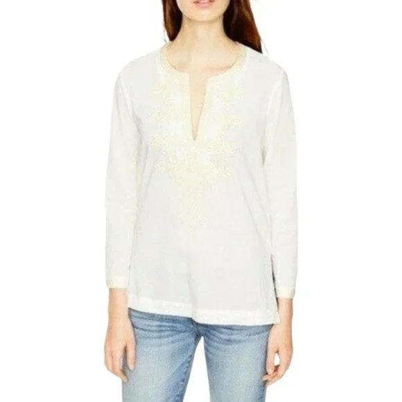J. Crew White Embroidered Soutache Tunic 2 - Picture 2 of 13